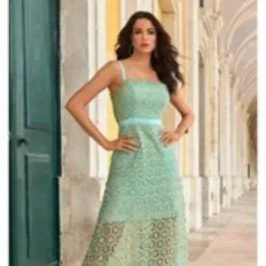Boston Proper | Dresses | Boston Proper Gold Floral Lace Maxi Dress Brook  Green | Poshmark